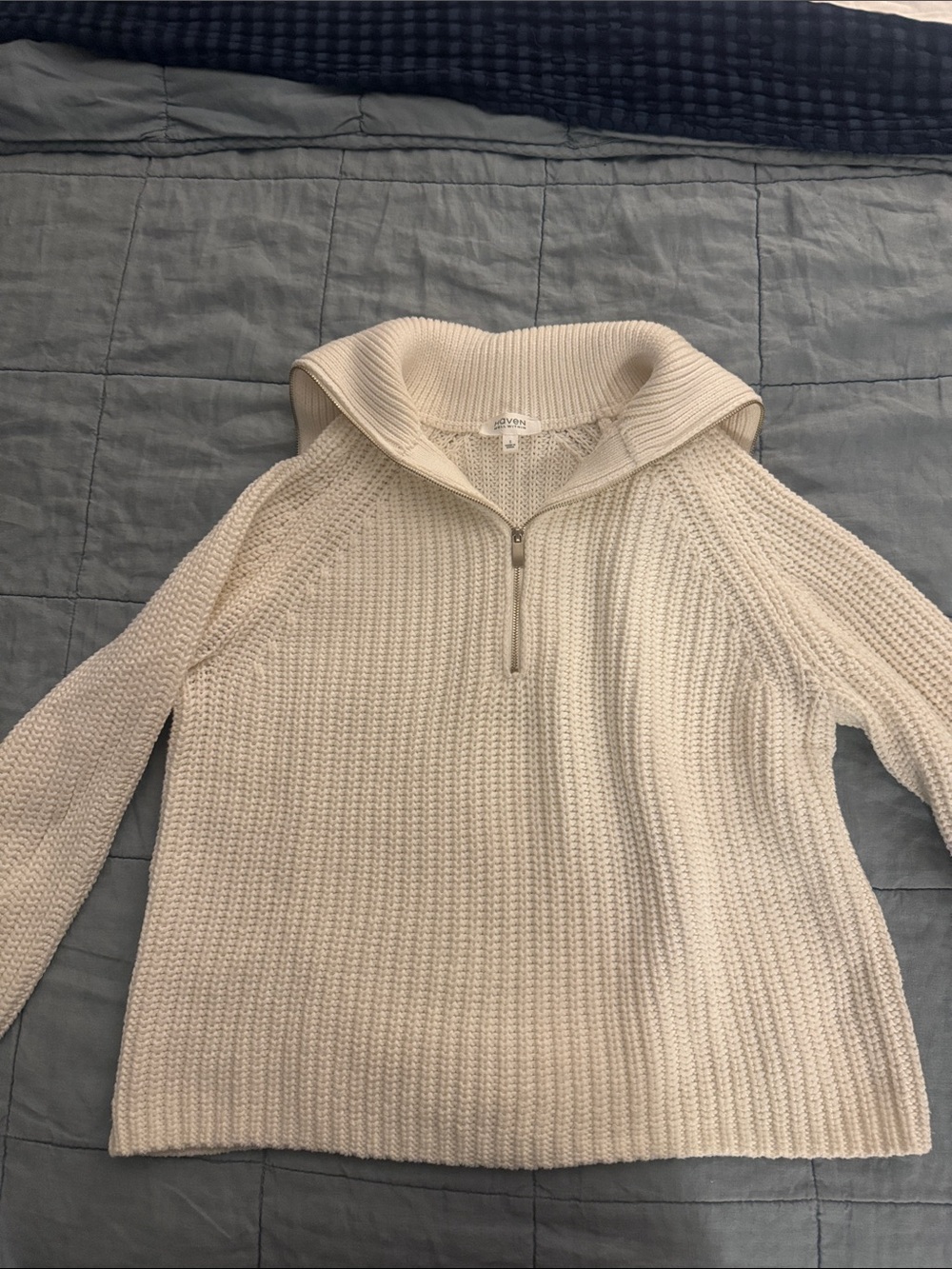 Cozy Ivory Half-Zip Knit Sweater